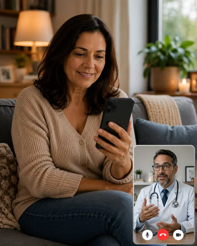 Brasileira nos EUA em consulta médica online em português